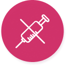 Icon depicting a crossed out syringe