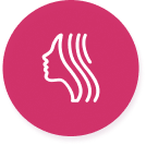 Icon of woman's head in profile