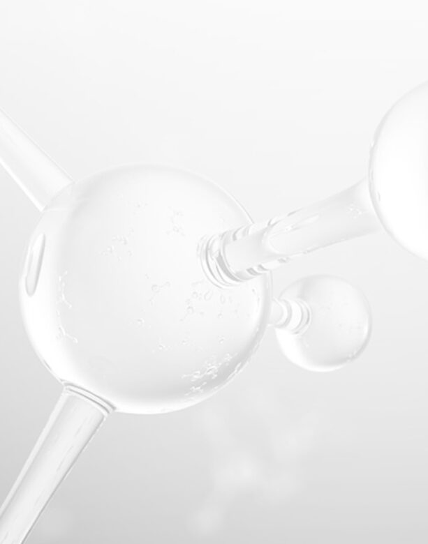 Faded black and white photo of modeled atomic structure